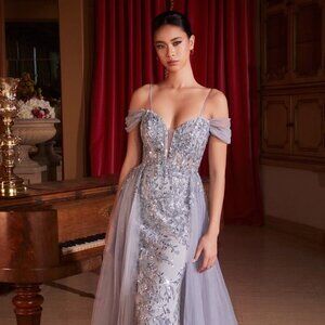 NEW LONG FORMAL SWEETHEART NECK MERMAID DRESS WITH OFF SHOULDER SLEEVES CD SF009